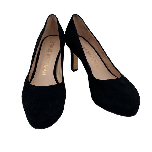 STUART WEITZMAN Larsa Suede Platform Pump in Black 6.5M - Picture 1 of 7
